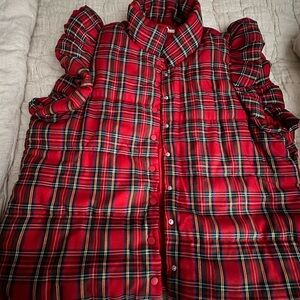 Red Plaid Puffer Vest
